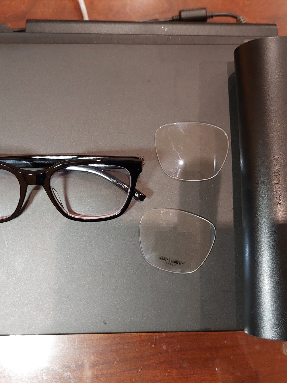 Saint Laurent Black Men's Acetate Optical Frames with Spare Lenses